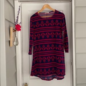 Navy Blue and Pink Long Sleeve Tunic/Dress